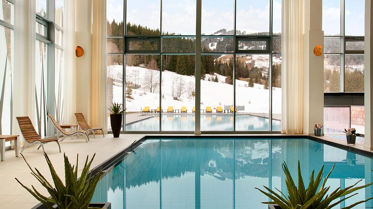 Refreshing indoor pool at Kempinski Hotel Das Tirol