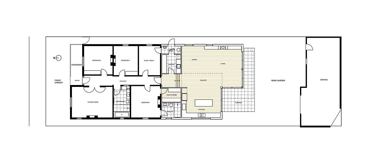 Revamped floor plan of 1880s brick house in Melbourne