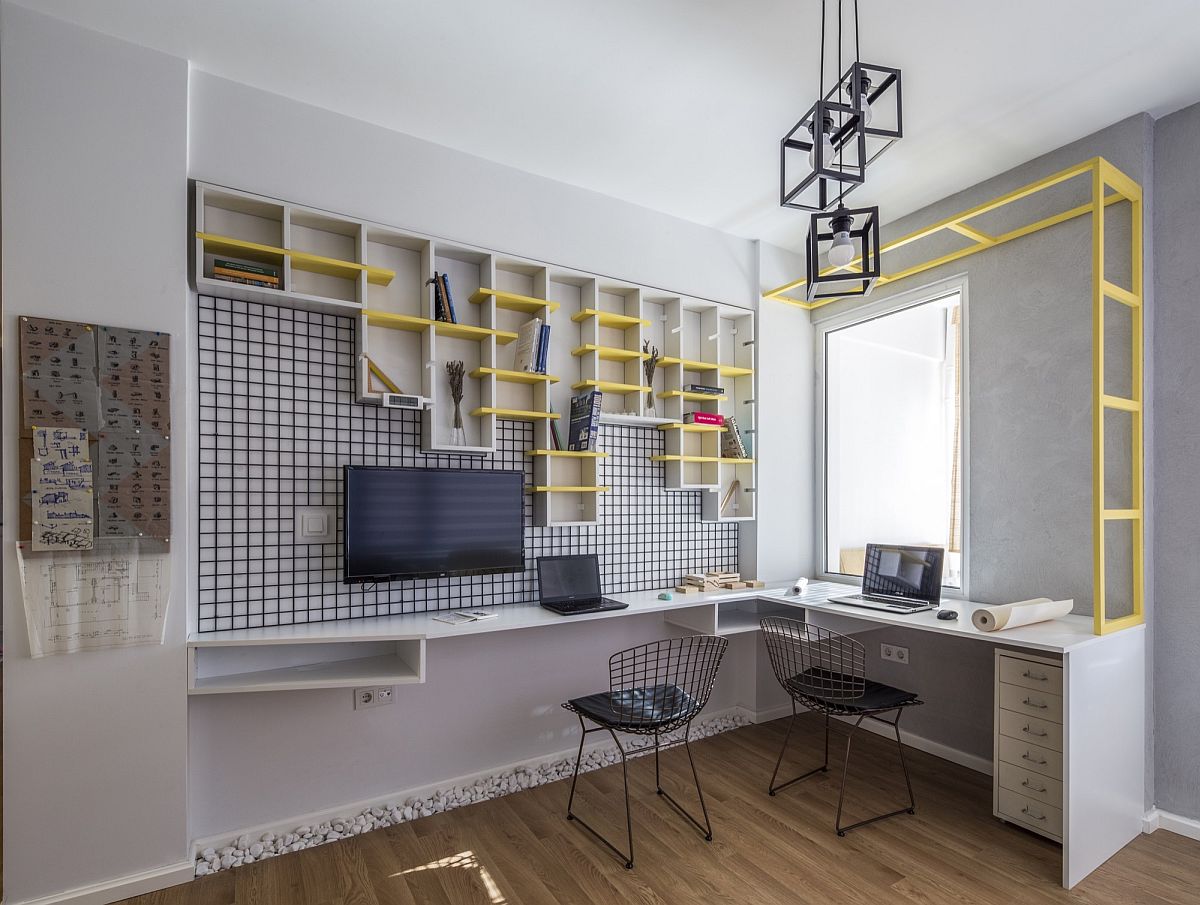 Small-home-office-in-yellow-black-and-white