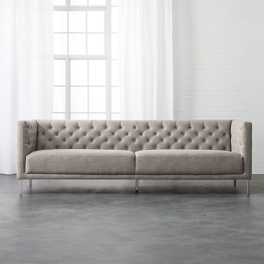 Tufted grey sofa from CB2