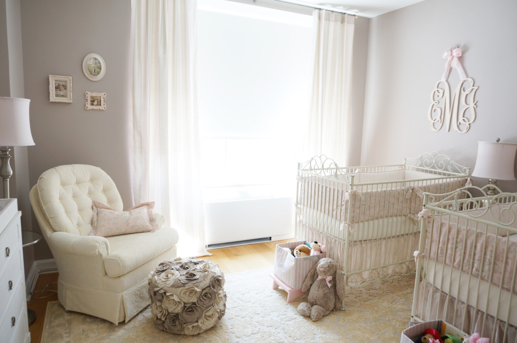 A dreamy nursery with vintage elements and calming color palette