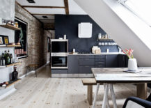 Attic-kitchen-combining-wood-brick-and-black-interior-217x155