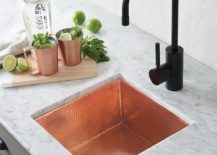 Cantina Polished Copper Bar Kitchen Prep Sink 217x155 Metallic Magic: 13 Ways to Bring Home Polished Copper and Nickel