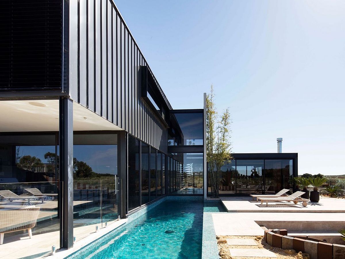Contemporary lap pool for the elegant home in Victoria
