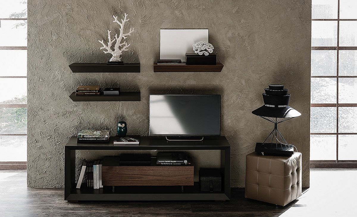 Cool-contemporary-Tv-Unit-with-graphite-embossed-lacquered-frame