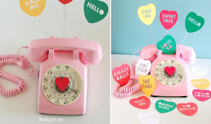 Cute pink phone with vintage vibe and heart cutouts