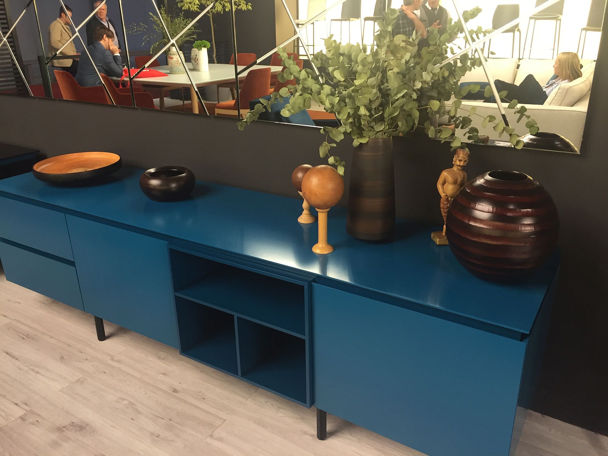 Dashing-living-room-sideboard-in-blue-with-multiple-drawers-and-cabinets