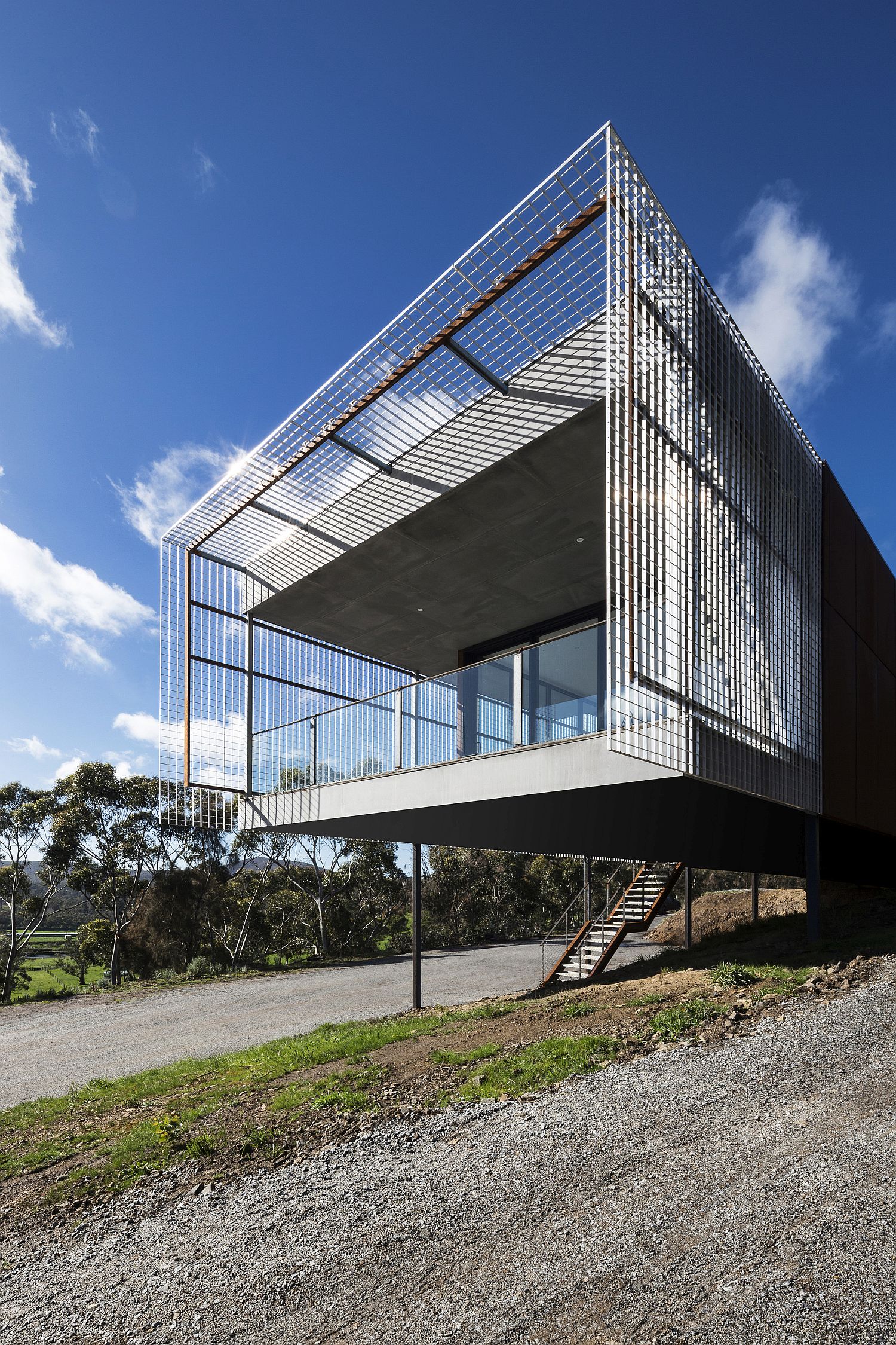 Deck of the Mount Macedon House cleverly concealed in a wiry frame