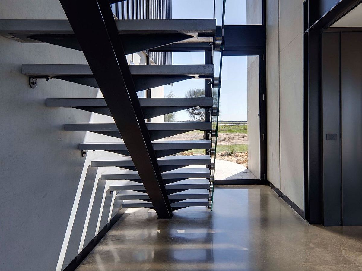 Fabulous contemporary staircase in stone and glass