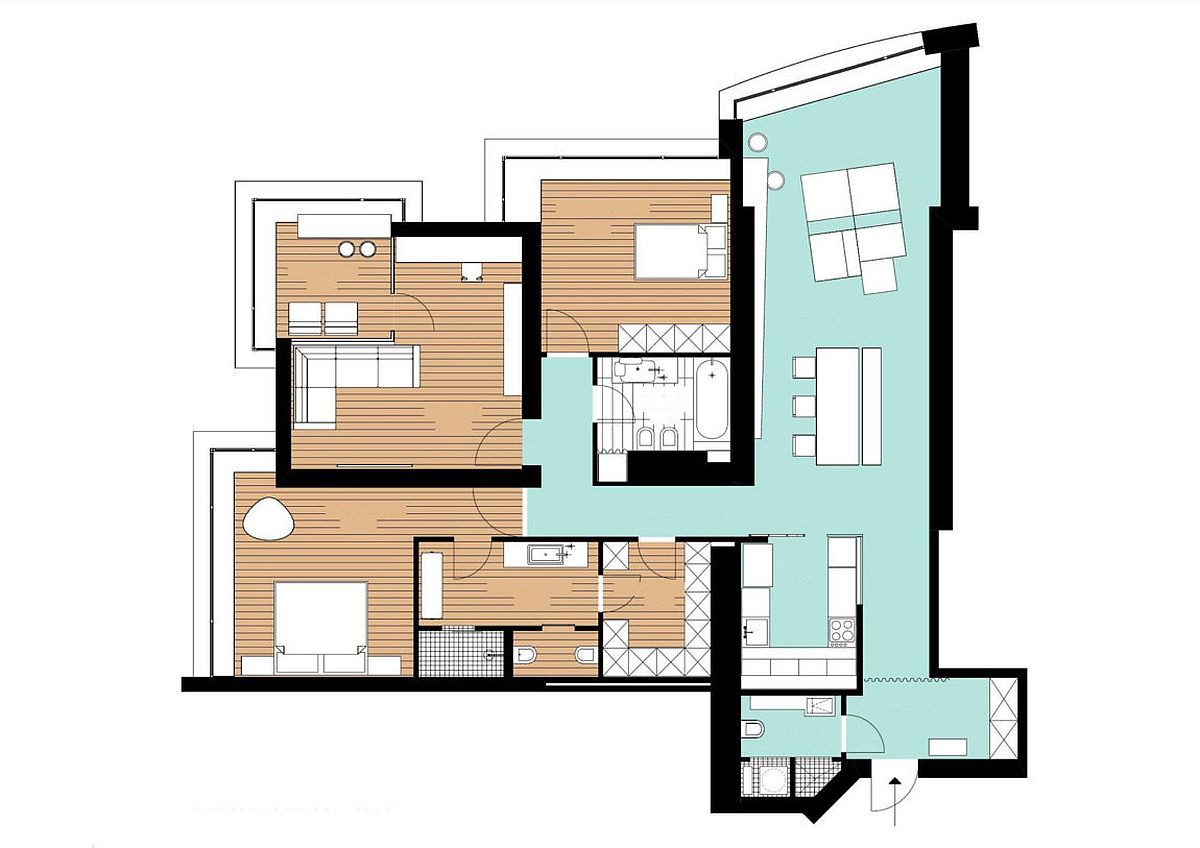 Floor plan of minimal apartment in Kiev