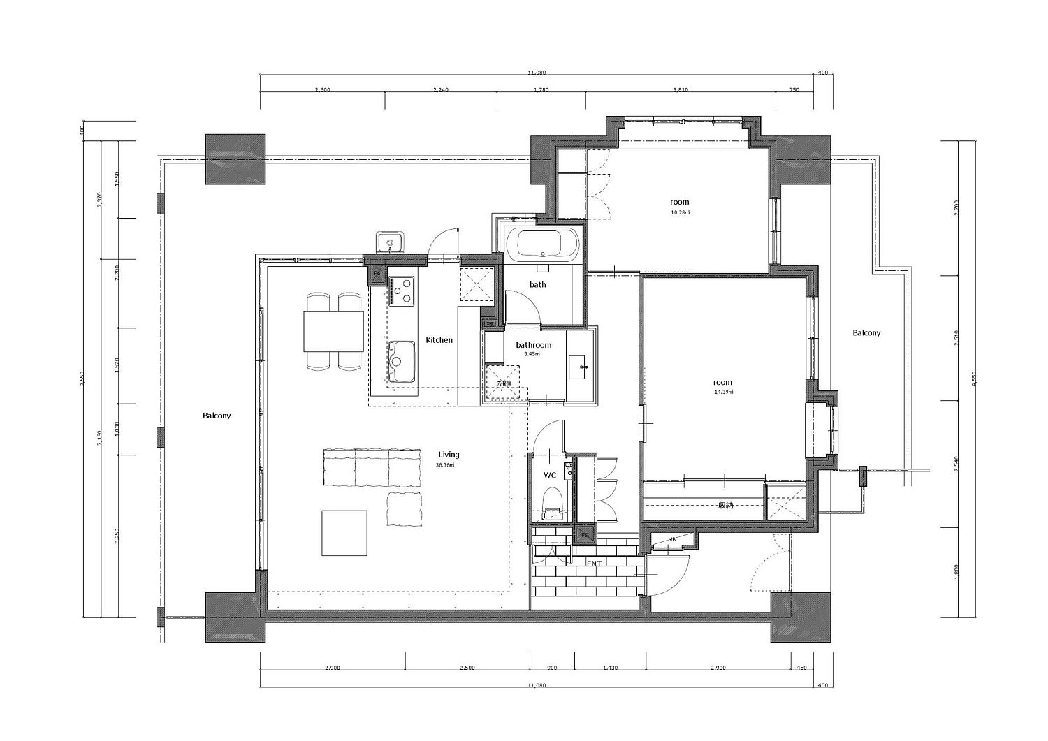 Floor-plan-of-the-renovated-Nionohama-apartment-in-Japan