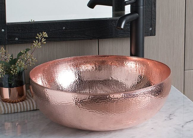 hammered polished nickel bathroom sink