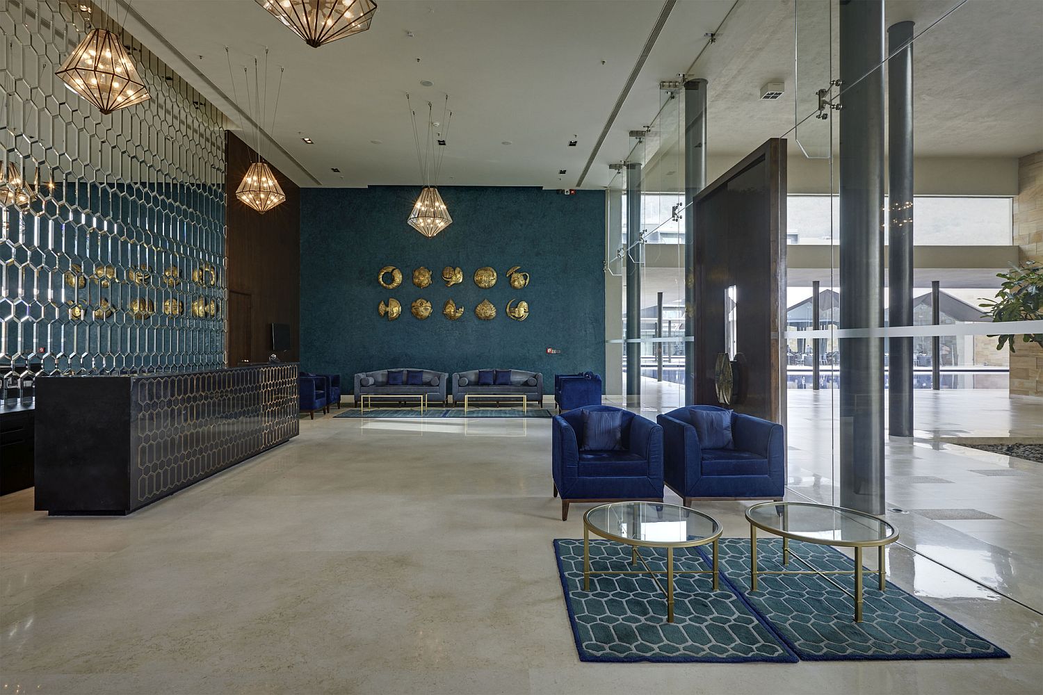 Lobby of the luxury hotel Dasavatara in Tirupati