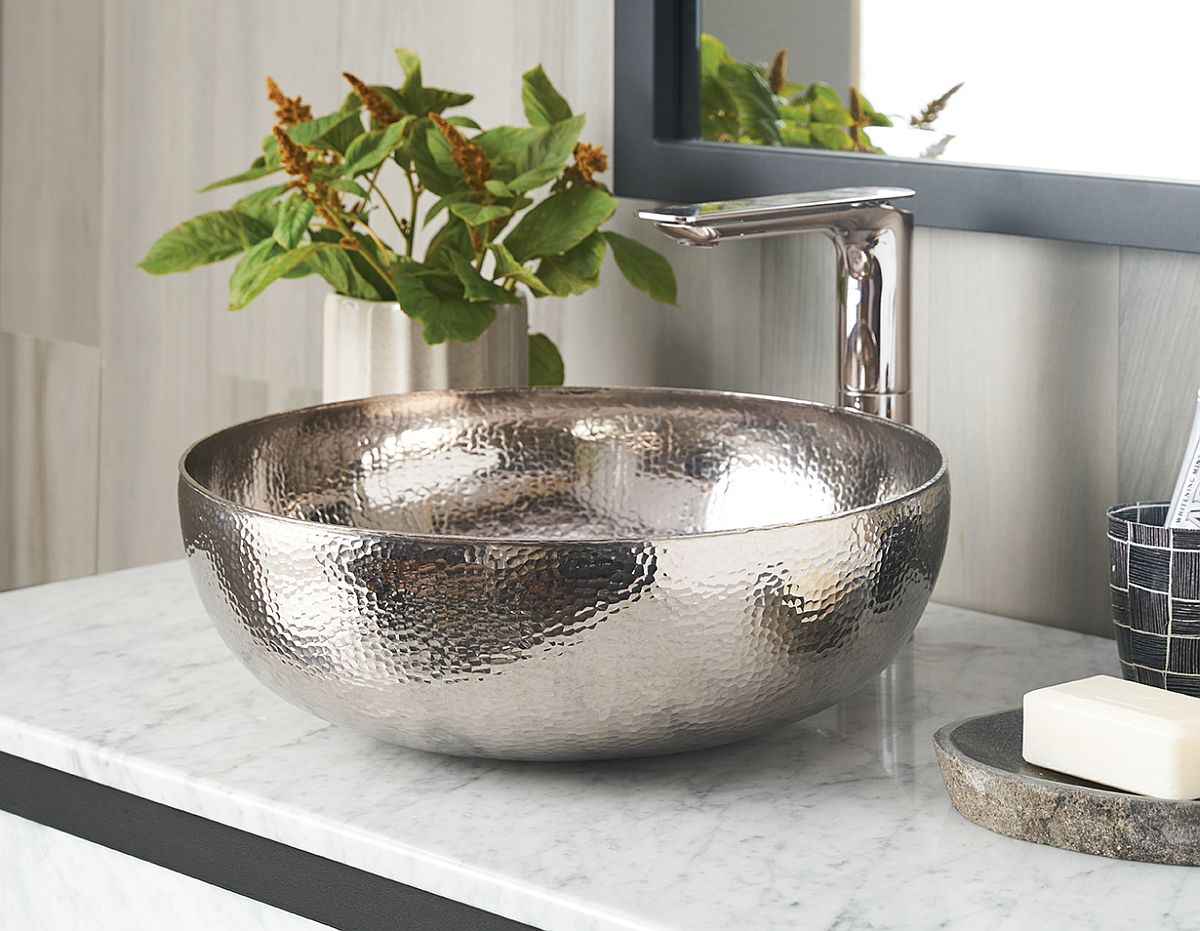 Maestro Round Polished Nickel Bathroom Sink