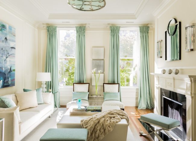 pastel mint green living room