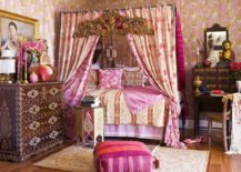 Pink-four-poster-bed-as-one-piece-of-the-boho-mosaic-217x155