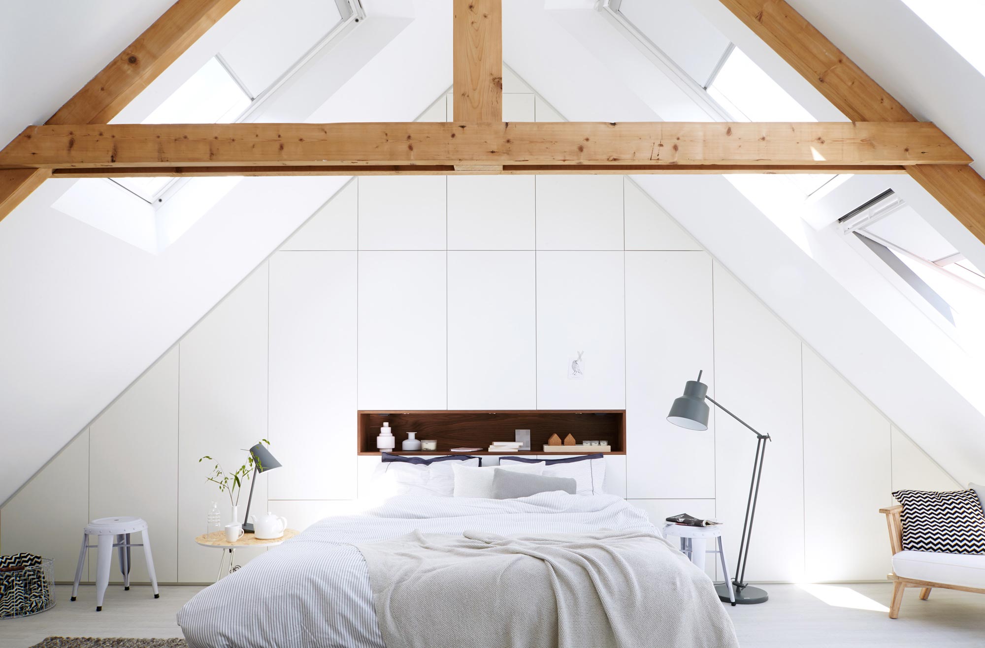 Roomy attic bedroom with a fantastic high ceiling