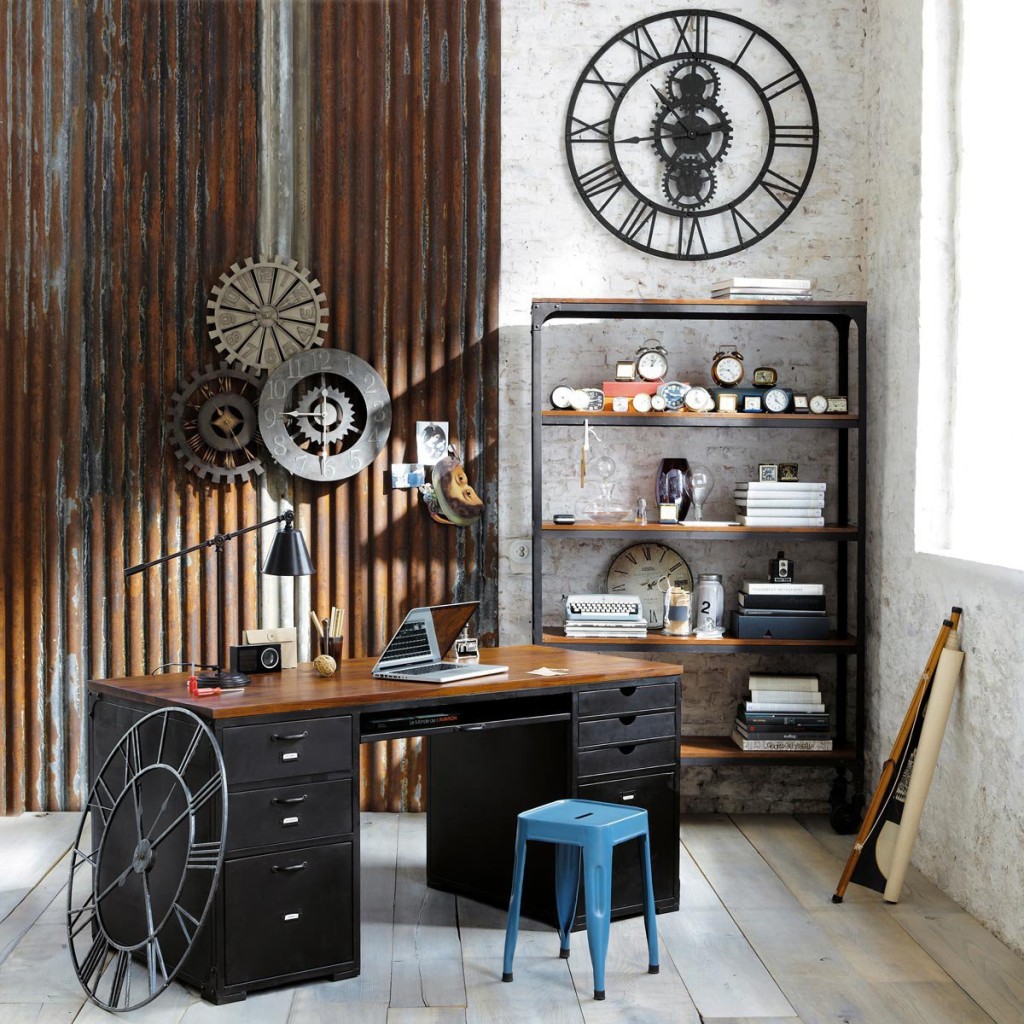 Rustic-home-office-that-carries-many-elements-of-steampunk