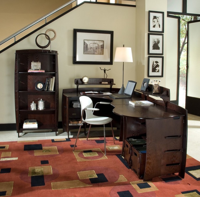 Rustic home office with contemporary elements