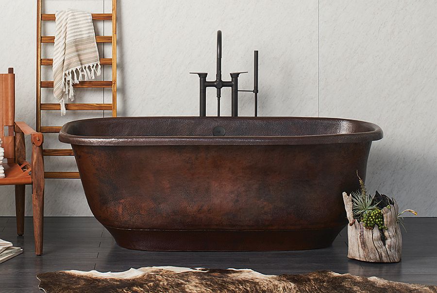 Santorini freestanding copper bathtub with antique finish