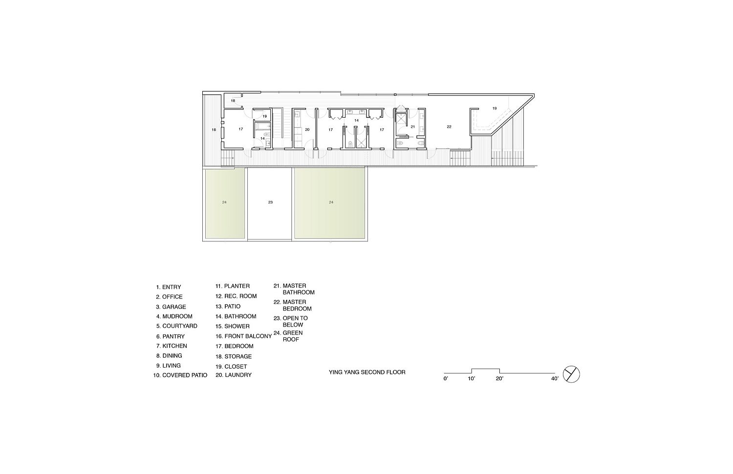 Second-level-floor-plan-of-Yin-Yang-Residence-in-California