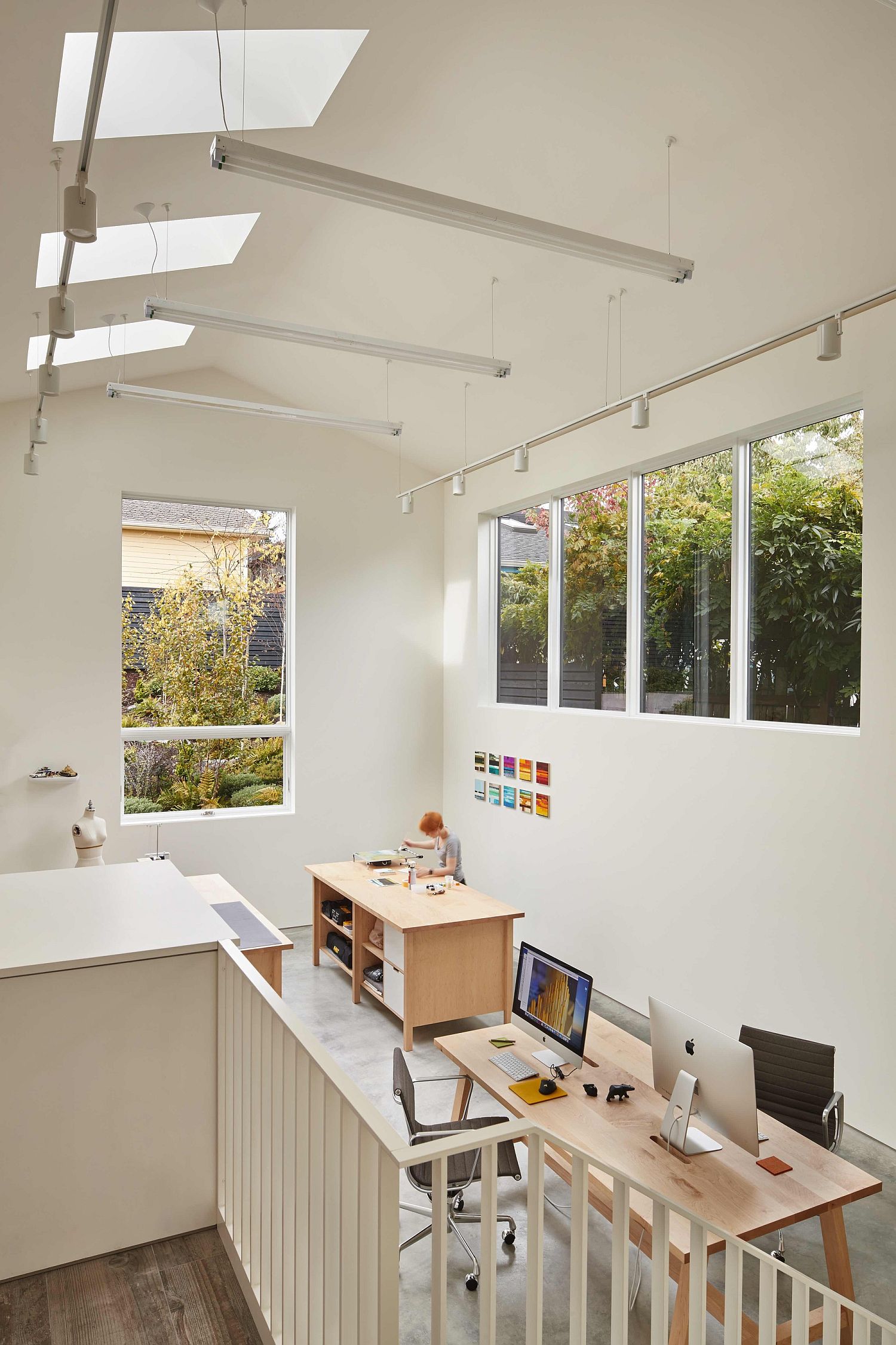 Skylights usher in a flood of natural light into the modern home office