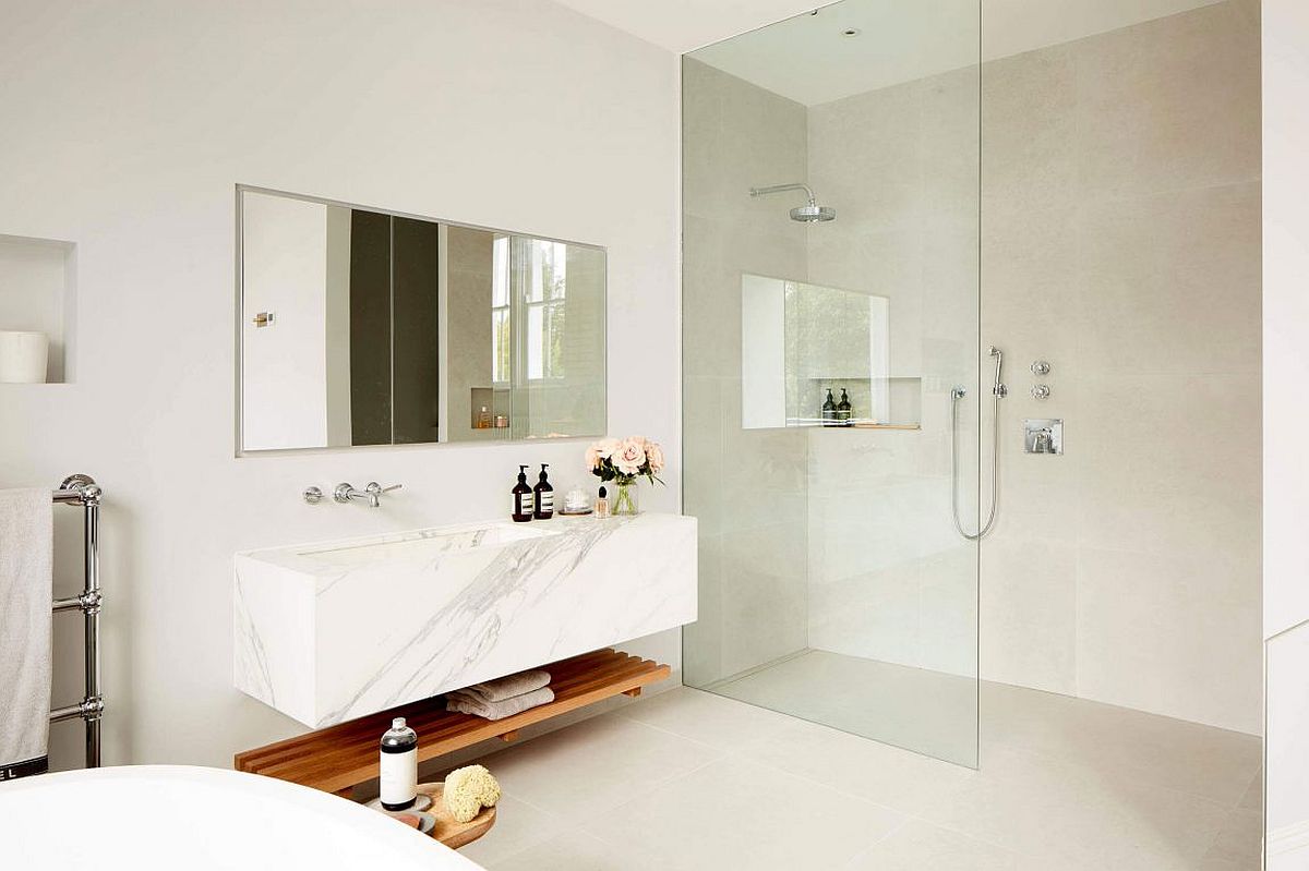 Sleek and charming bathroom vanity in marble