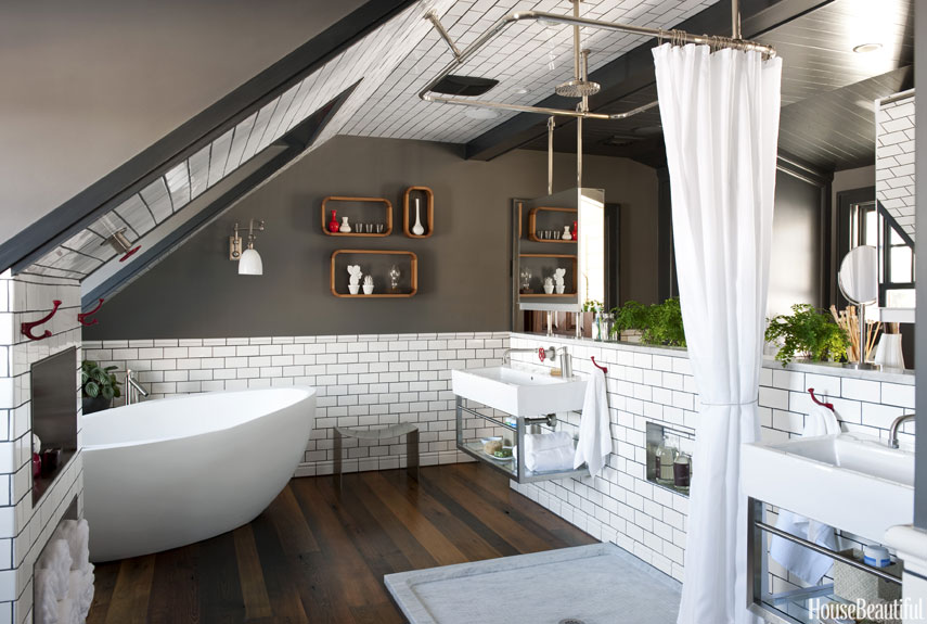 Thoughfully styled smaller attic bathroom