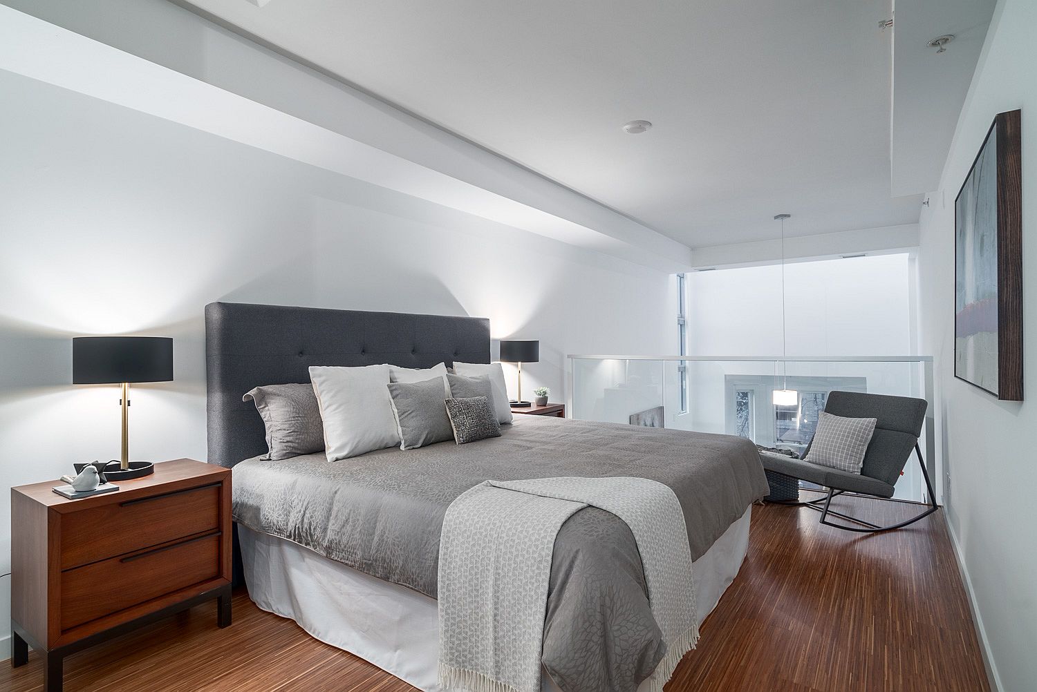 Top level master bedroom with a relaxing ambiance and neutral color scheme