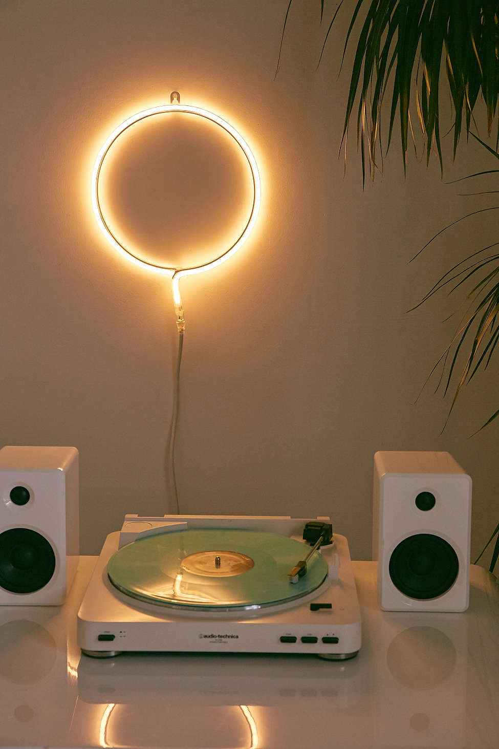 Warm neon lights in a dedicated music corner