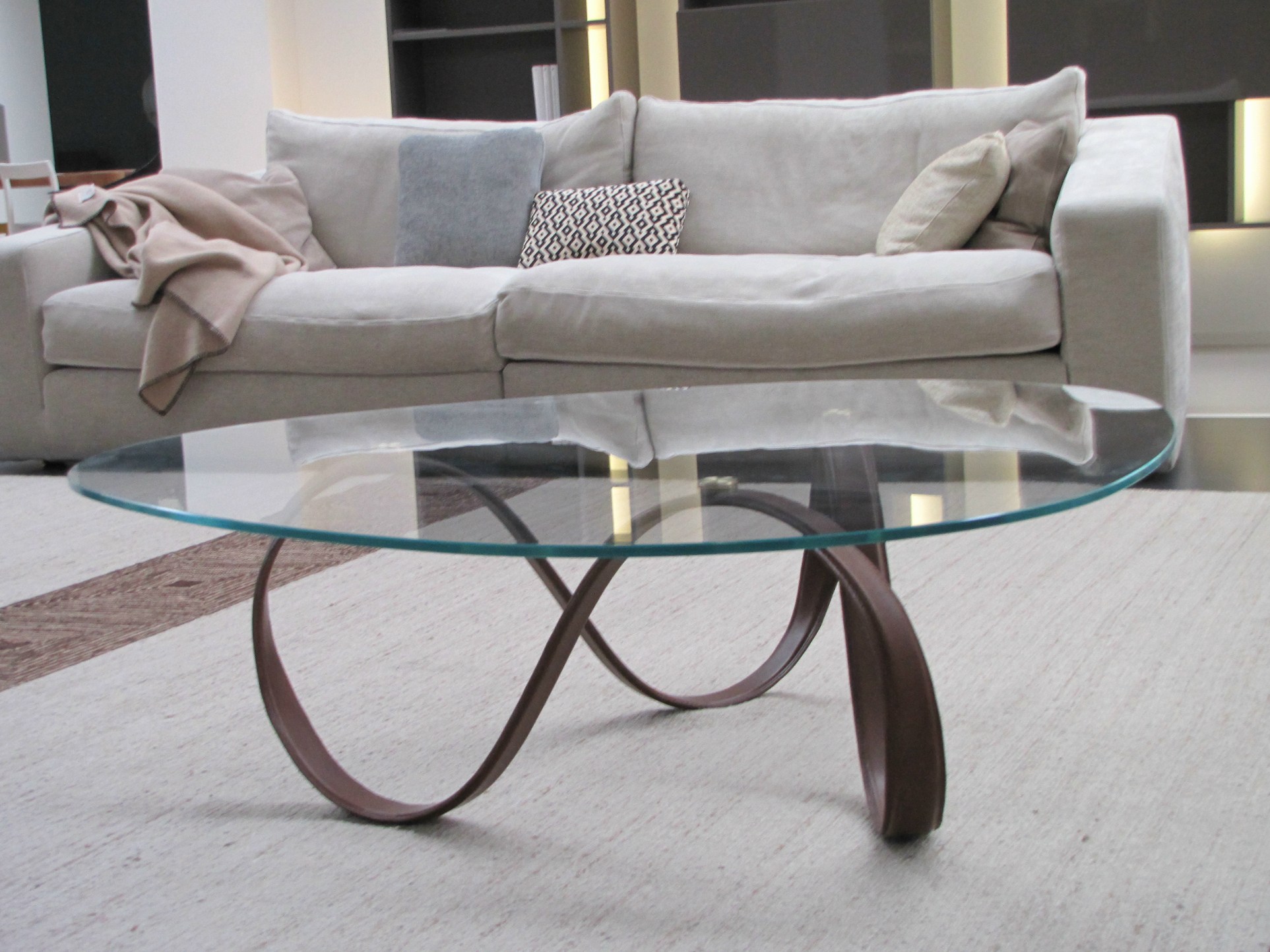 glass coffee table in living room