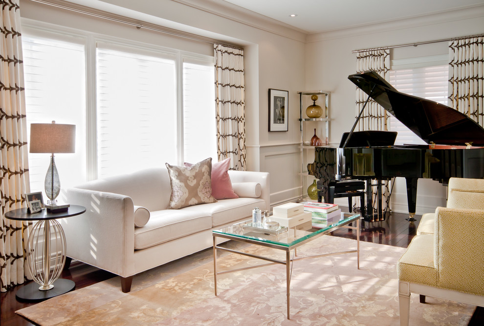 A glass table makes the whole room airy and breezy