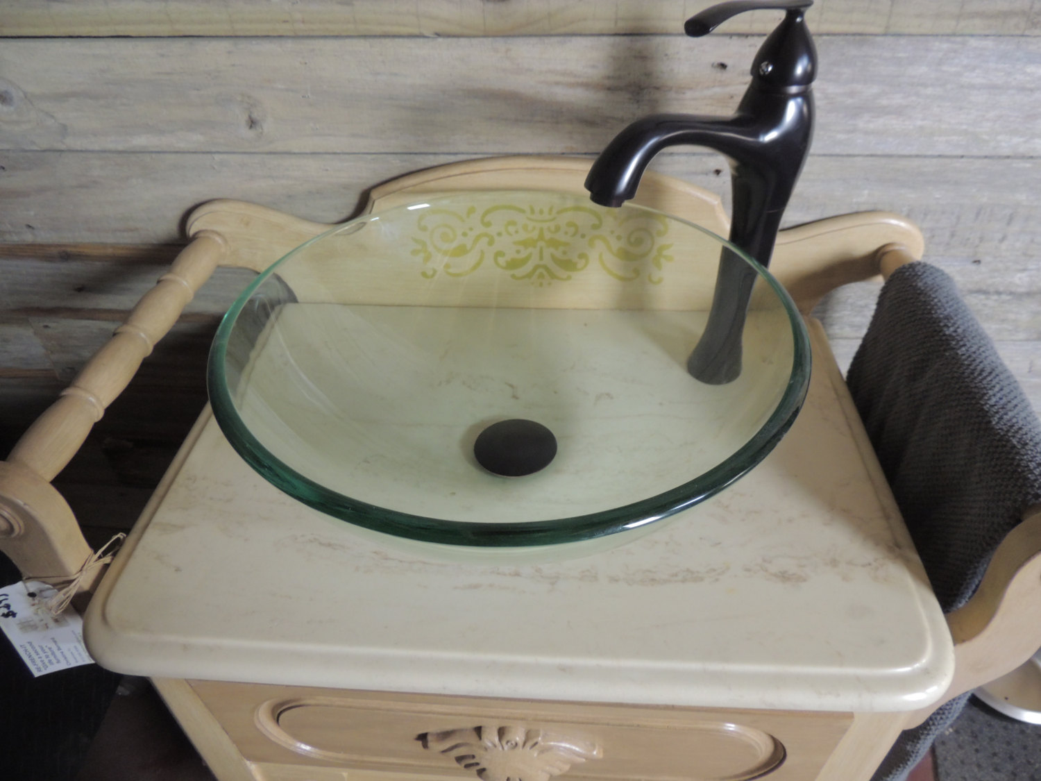 A plain and transparent glass sink