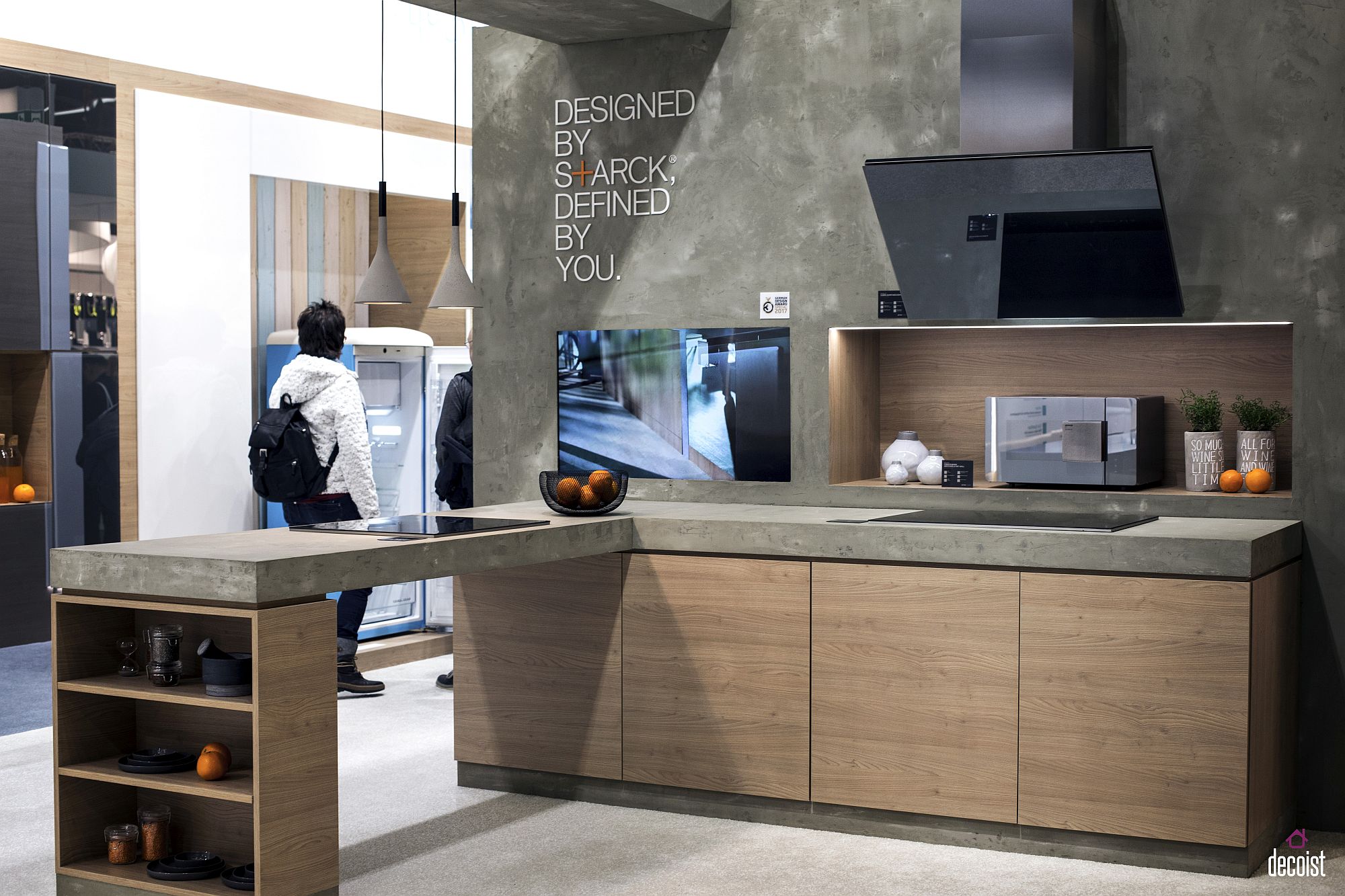 A slab of wood or concrete can add additional space to the one-wall kitchen