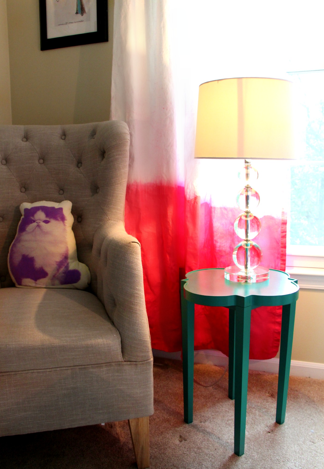 A tie-dye style of ombre curtains