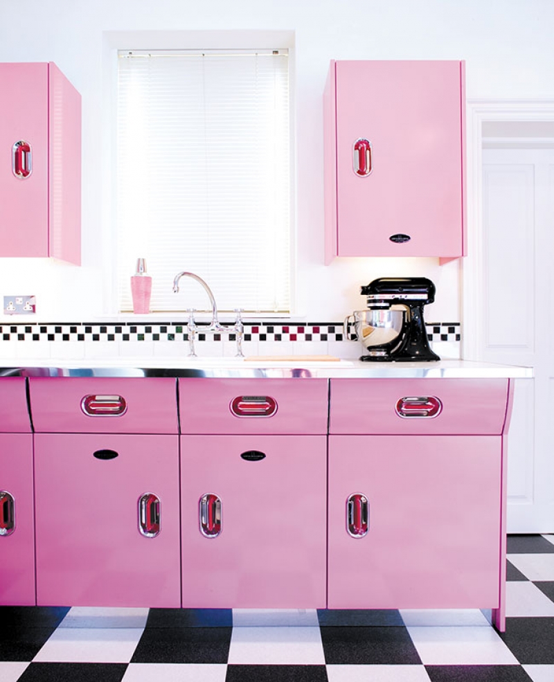 retro pink kitchen set