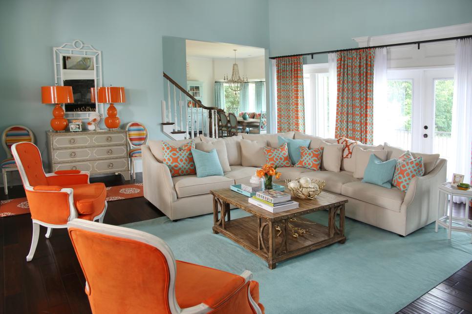 aqua and brown living room decor