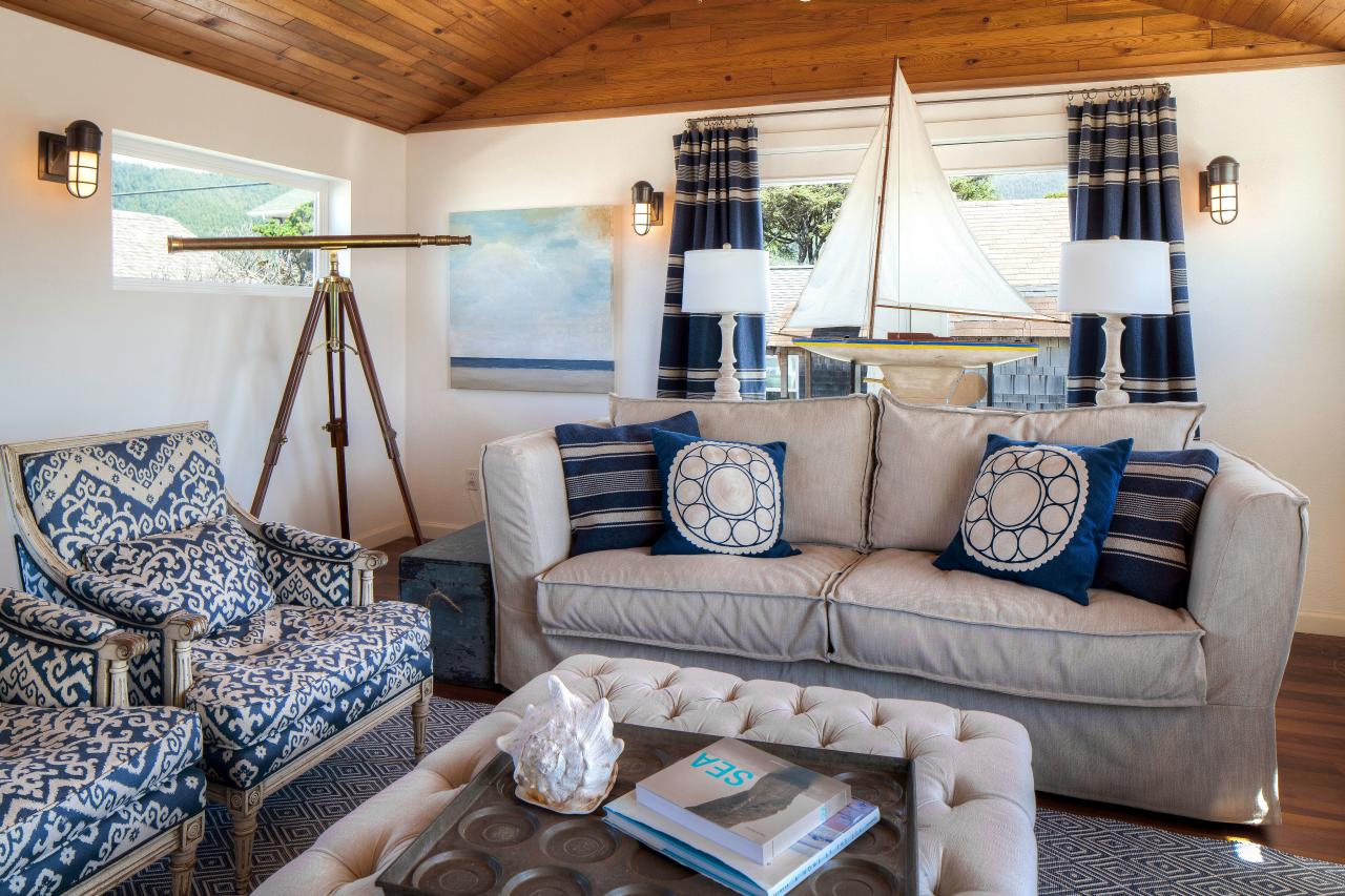 Breathtaking living room with nautical vibes