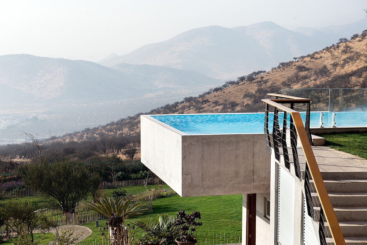 Cantilevered infinity pool at the expansive Chilean home takes your breath away