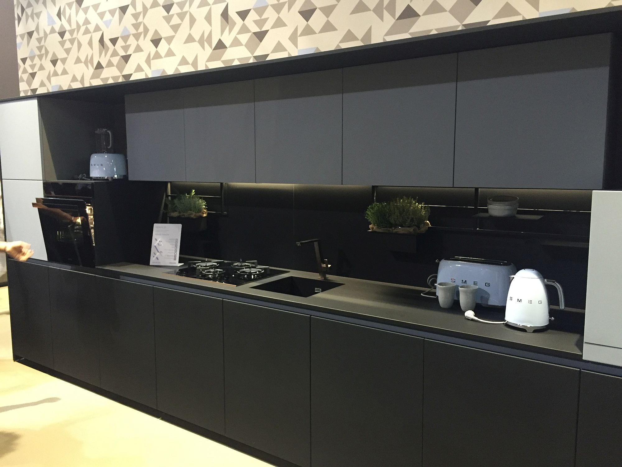 Contemporary one-wall kitchen in black