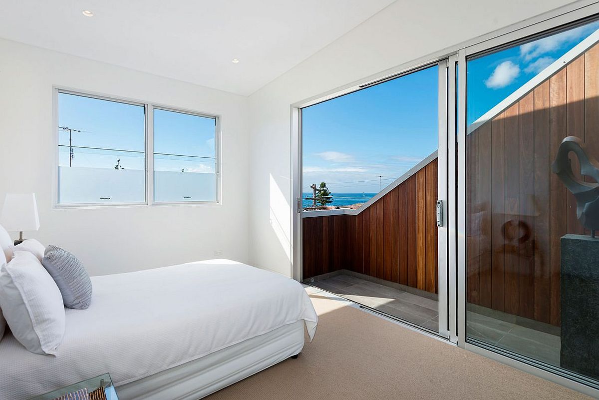 Fabulous beach views from the bedroom of the revamped Sydney home