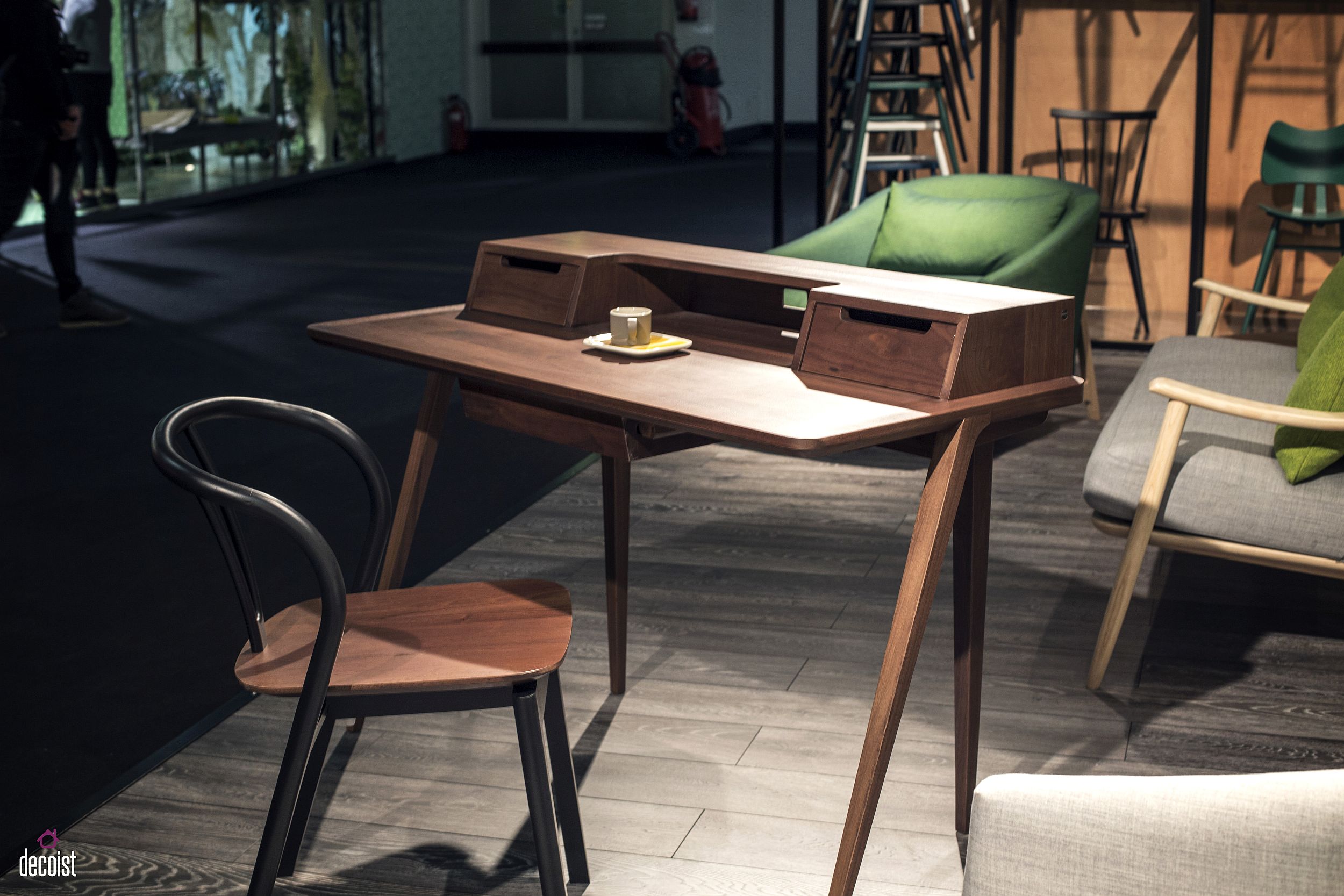 Goregous Treviso desk in walnut is perfect for the smart home office