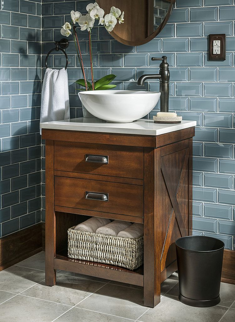 Wonline 24-inch Bathroom Vanity Set – Single Cabinet With Ceramic Vessel Sink, Faucet & Glass Top