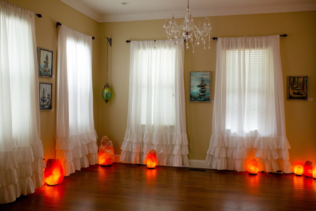 salt lamp in living room