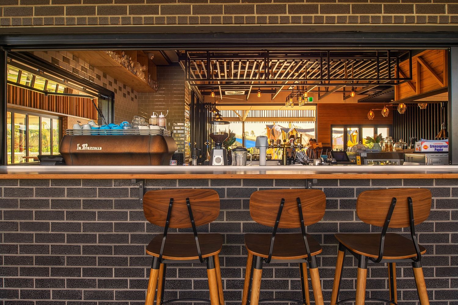 Industrial design of the cafe with lovely lighting