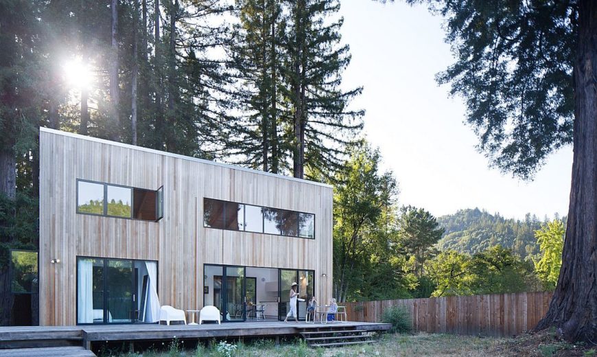 Imposing Old Redwoods Surround this Modern Vacation Home in California