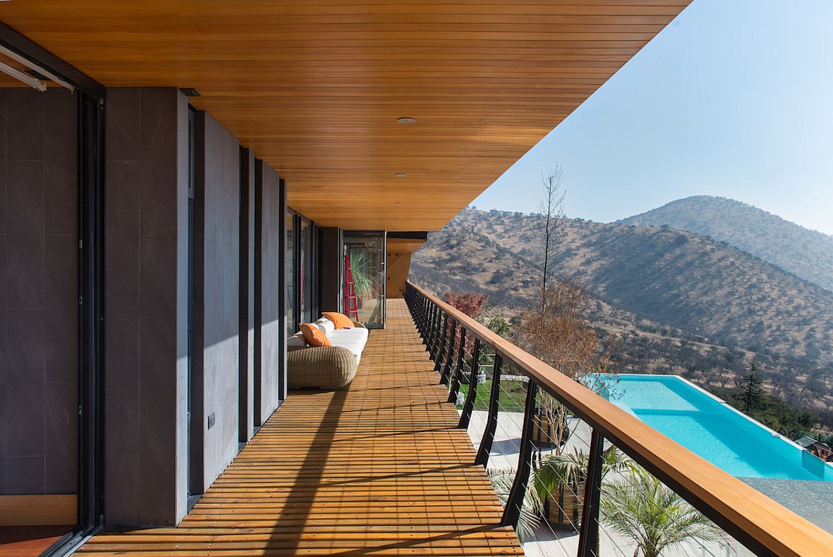 Lavish deck of the top level overlooks the infinity pool and the view beyond