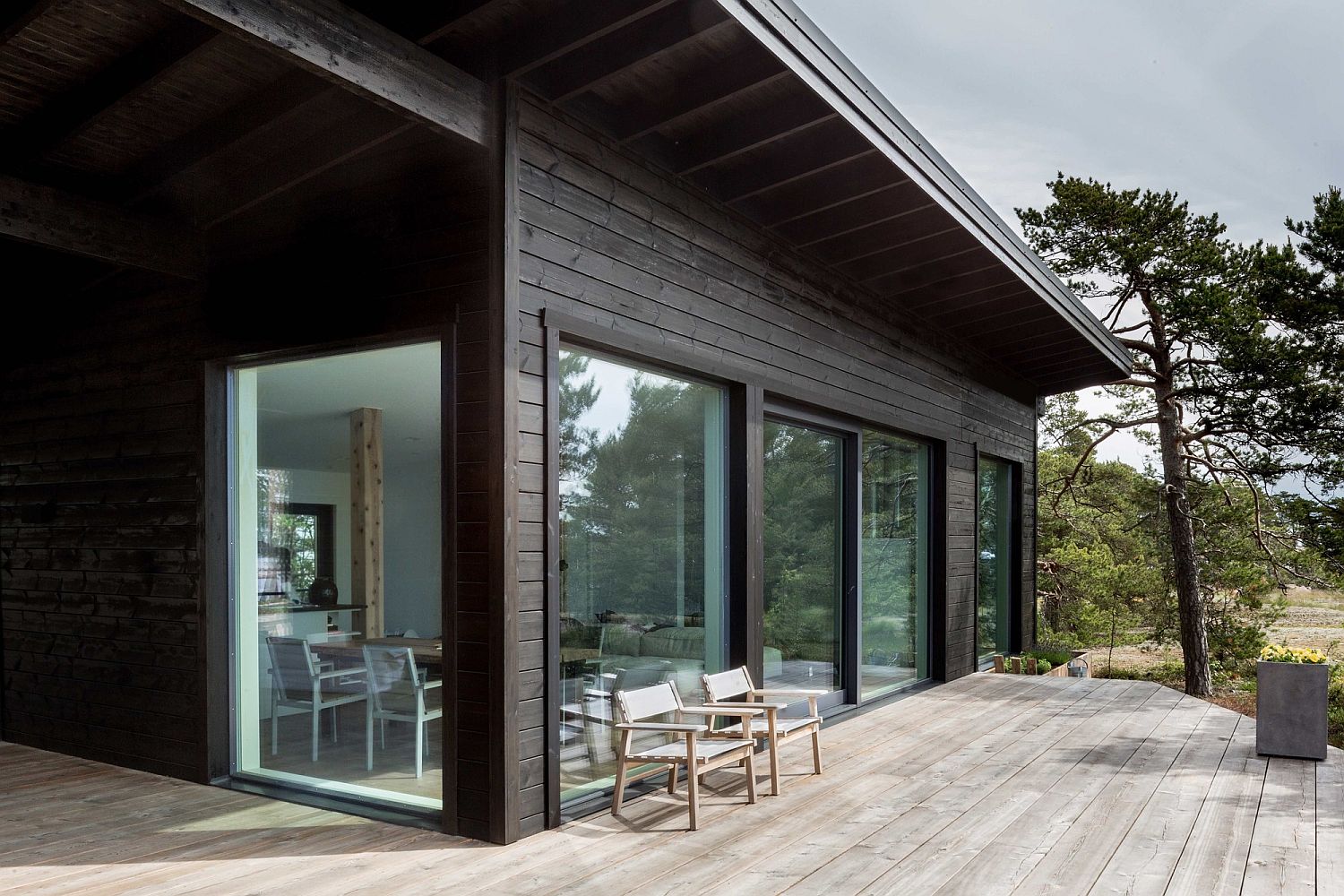 Modern Summer House on the Baltic Sea with dark exterior