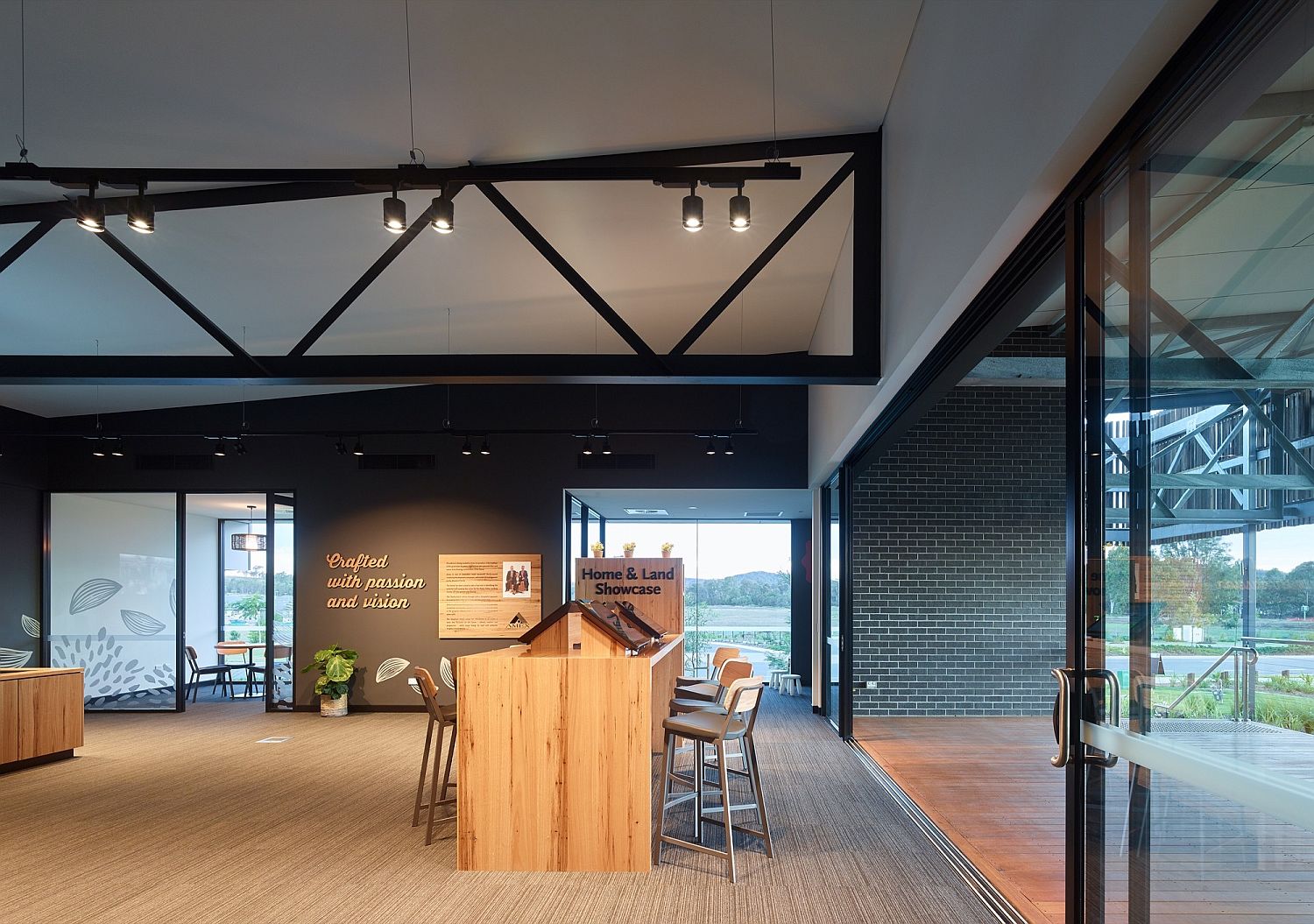 Modern industrial interior of the cafe at the neighbourhood center Down Under