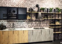 Modern-industrial-single-wall-kitchen-idea-217x155